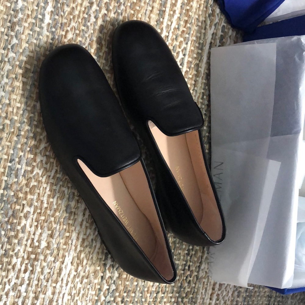 Stuart Weitzman MYGUY flat loafer black 5M new